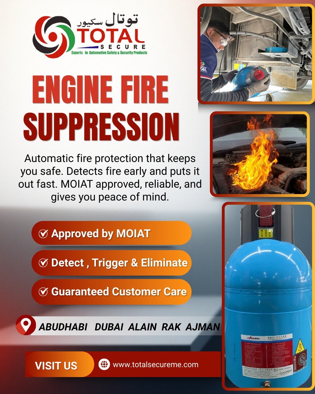 MOIAT Approved Vehicle Engine Fire Suppression System in UAE